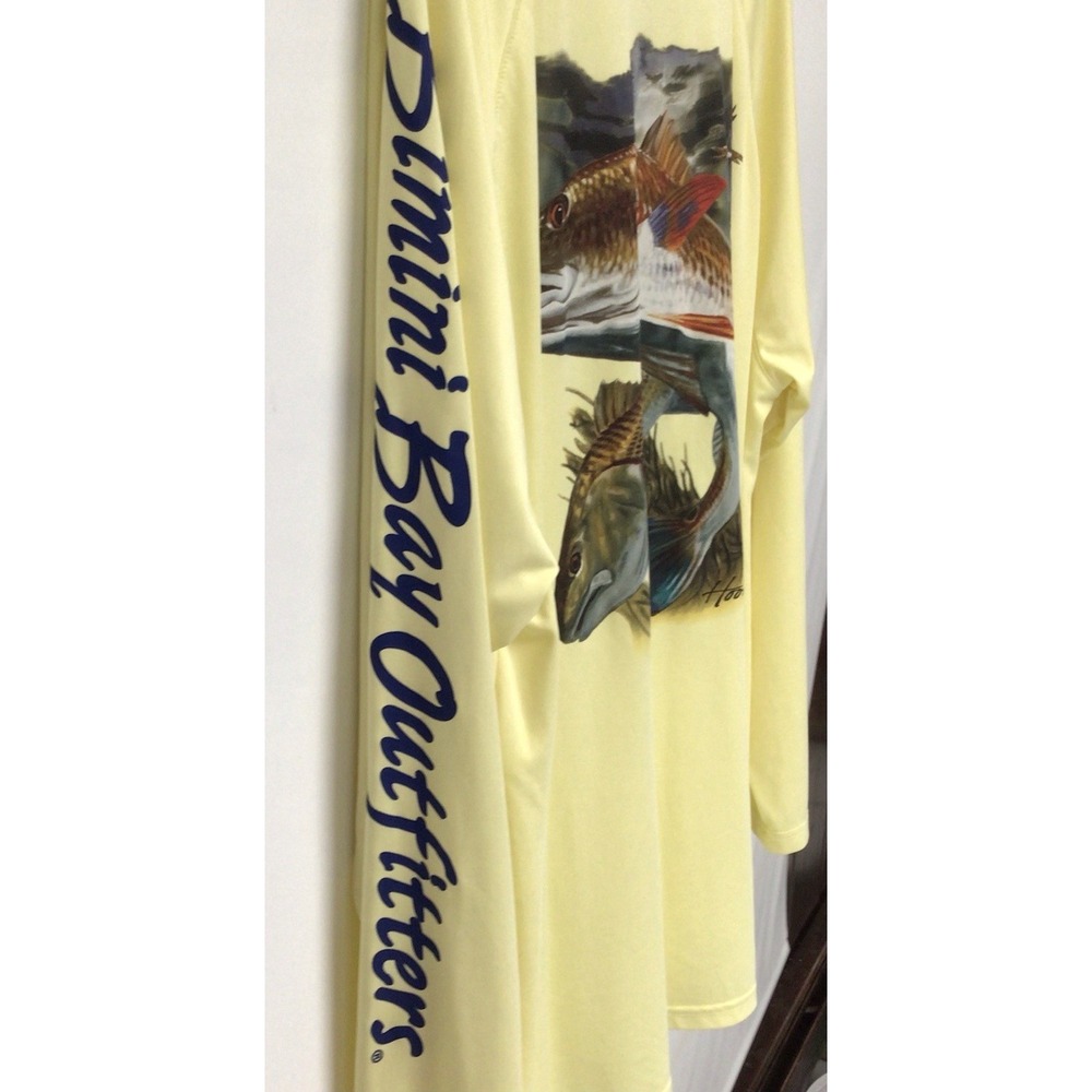Bimini Bay Outfitters HOOK'M BASS Performance Crew Fishing Shirt XL Yellow - Picture 3 of 4